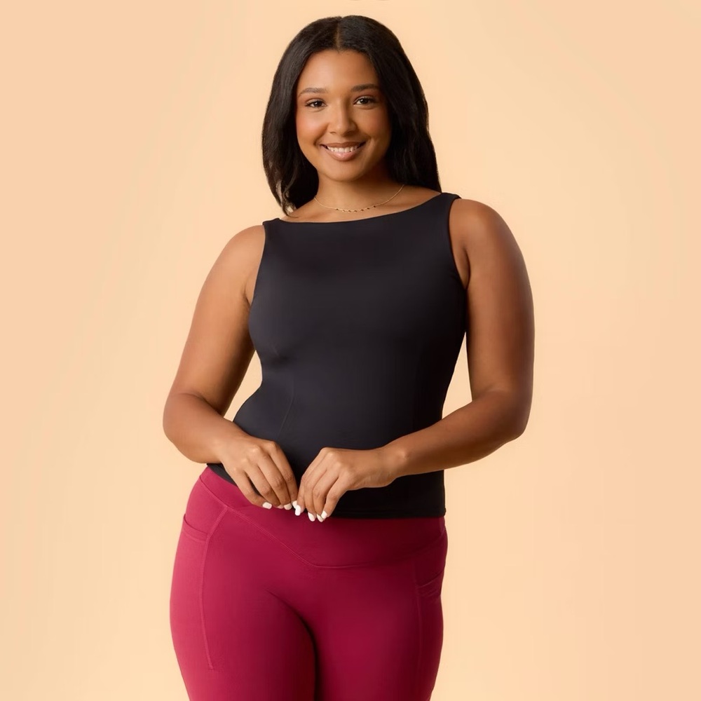 Blogilates Women's Boatneck Crisscross Tank Top - Black - Picture 2 of 11
